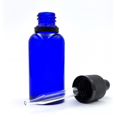 Butelka szklana z PIPETĄ niebieska zakraplacz 30ml